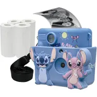 Lexibook - Starcam Druck, Kamerapaket mit Sofortdrucker, SDKarte, 4 Papierrollen, Umhängeband, 3D Stitch Silikonbeutel und Custom Set