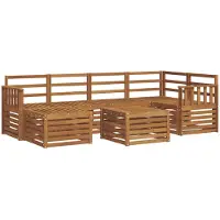 vidaXL Outdoor-Sofagarnitur 7 stk. Natur Polyester