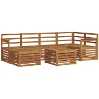 vidaXL Outdoor-Sofagarnitur 7 stk. Natur Polyester
