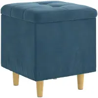 vidaXL Aufbewahrungsottomane mit Kissen Blau 40 x 40 x 45 cm Samt