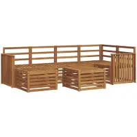 vidaXL Outdoor-Sofagarnitur 7 stk. Natur Polyester
