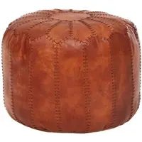 FineBuy Sitzhocker Echtleder 52x40x52cm Pouf Polsterhocker Rund Hocker Orient