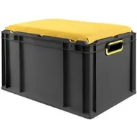 Proregal Eurobox NextGen Seat Box Gelb, HxBxT 36,5x40x60cm, 65 Liter, Griffe offen, Schwarz, Eurobehälter, Sitzbox, Transportbox