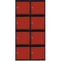 Proregal Mega Deal 8x Schließfachwürfel Blocky Mit Zylinderschloss & 2 Schlüssel 40x40x40cm Anthrazit/Verkehrsrot