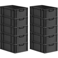 Proregal SparSet 10x Eurobox Nextgen Color HxBxT 22x40x60cm 44 Liter Griffe Schwarz Geschlossen Schwarz Eurobehälter Transportbox Transportbehälter