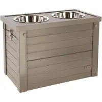 Kerbl ECO-Futter- und Trinkbar (54x30x39,5cm, 2x1200ml) grau/braun 80529