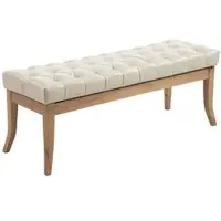 DELUKE Sitzbank CANNES - Kunstleder Creme 120x38x46 cm Hellbraun | Sitzbank Flur Sitzhocker Esszimmerbank Polsterbank Schlafzimmerbank