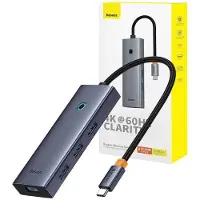 Baseus UltraJoy 6-in-1-Hub, USB-C auf HDMI 4K bei 60 Hz, 4x USB 3.0, 1x PD, 100 W, grau