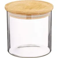 Kesper 38008, Container, Rund, 0,55 l, Natürlich/Natur, Transparent, Glas, Bambus, 100 mm
