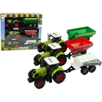 Lean Toys Set aus drei Traktoren, Anhängern, Sprühgeräten, landwirtschaftlichen Traktoren