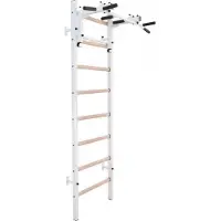 BenchK Sprossenwand 231W Metall Buchenholz weiß matt 67x230 cm mit abnehmbarer Klimmzugstange PB3W max. 150 kg
