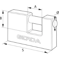 Gerda 50mm brass spindle padlock + 3 keys