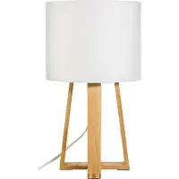 Atmosphera Lampe, Fuß aus Holz und Lampenschirm weiß molu H35, wei