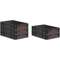 Proregal SparSet 5x Eurobox Nextgen Color HxBxT 12x40x60cm 23 Liter Griffe Rot Geschlossen Schwarz Eurobehälter Transportbox Transportbehälter