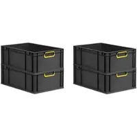 Proregal SuperSparSet 4x Eurobox Nextgen Color HxBxT 22x40x60cm 44 Liter Griffe Gelb Geschlossen Schwarz Eurobehälter Transportbox Transportbehälter