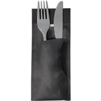 Ornamensa 520 Bestecktaschen mit Serviette schwarz marmoriert 20 cm