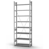 Proregal Aktenregal Stecksystem T-Profil Grundregal HxBxT 270 x 100 x 30 cm 8 Ebenen Fachlast 60 kg Einseitig Nutzbar Verzinkt