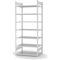 Proregal Aktenregal Stecksystem T-Profil Grundregal HxBxT 235 x 100 x 60 cm 7 Ebenen Fachlast 90 kg Beidseitig Nutzbar Lichtgrau