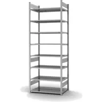 Proregal Aktenregal Stecksystem T-Profil Grundregal HxBxT 270 x 100 x 60 cm 8 Ebenen Fachlast 90 kg Beidseitig Nutzbar Verzinkt