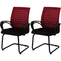 Mendler 2er-Set Konferenzstuhl HWC-K51, Besucherstuhl Freischwinger, Stoff/Textil (250g/m²) rot, Gestell schwarz