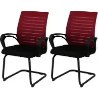 Mendler 2er-Set Esszimmerstuhl HWC-K51, Stuhl Armlehne, Stoff/Textil (250g/m²) rot, Gestell schwarz