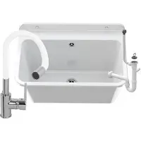Granitan | Waschbecken - Spülbecken 61x41x30 cm - Spüle Weiß - Mischbatterie GRADO - mit Siphon - LARGE