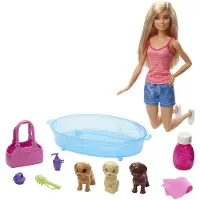 Barbie Hündchen Badezeit Spielset mit Puppe, Modepuppe, Weiblich, 3 Jahr(e), Mädchen, 323,9 mm, 125 g