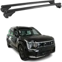 Omtec Dachträger Grundtäger für Kia EV9 GT-LINE 2023-2025 75kg Aluminium Schwarz 2 tlg