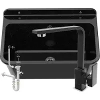Granitan | Waschbecken - Spülbecken 61x41x30 cm - Spüle Schwarz - mit Küchenarmatur - mit Siphon - LARGE