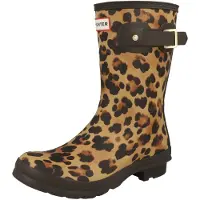 Hunter Gummistiefel Damen Original Short Leopard Boot Leopard Print / Chocolate Brown-Schuhgröße 37