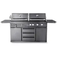 Myoutdoorkitchen Freistehender Gas- und Holzkohlegrill Black Collection