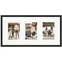 WANDStyle Galerierahmen G950 in Schwarz Gemasert 25 x 50 cm für 3 Bilder im Format 10 x 15 cm