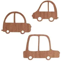 WANDStyle Wanddeko aus Holz Autos 3-teilig 24,3 x 17 cm in der Farbe Mahagoni Furnier