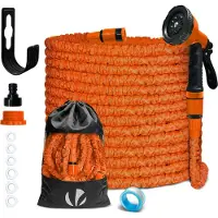VOUNOT Flexibler Gartenschlauch 30m, Flexibel Wasserschlauch Dehnbarer mit 10 Sprühfunktionen, Orange