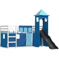 Syfax Etagenbett mit Rutsche und Gardinen Blau 90x200 cm