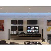 Fun-Möbel Mediawand Wohnwand 8 tlg - NEXI XL 20 - Schwarz Hochglanz inkl. LED