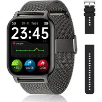 JUNG POPGlory Smartwatch Damen & Herren Fitnessuhr, mit Bluetooth Smartwatch (4,69 cm/1,85 Zoll) mit Telefon Funktion, 100+ Trainingsmodi