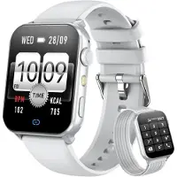 Blackview Smartwatch Herren Damen Bluetooth Anrufe LED Leuchten 2 Armbänder Silikon Nylon Sportuhr Puls Schlaf Schritte Kalorien Kilometer Monitor 350