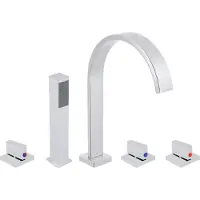 StarTech.com Badewannenarmatur - 5-teiliges Set - 5-Loch - 3-Griff - Warm/Kalt-Mischer - Messingkörper - 1,5 m Schlauch - Chrom