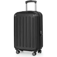 Hauptstadtkoffer - Spree - Leichtes Handgepäck 55x35x20 cm, Hartschalen-Koffer Flugzeug Kabinen-Trolley, Reisekoffer 4 Doppel-Rollen - 2,3 kg - 33L,Schwarz