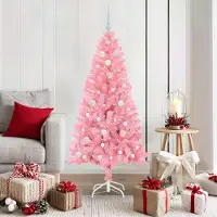 vidaXL "Schlussverkauf" Weihnachtsbaum(1 pc) - Kunstbaum/Tannenbaum - mit 150 LEDs mit Ständer Rosa 150 cm PVC C7672