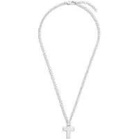 Tom Tailor Herren Halskette mit Kreuz Anhänger aus Edelstahl silber, silber, Kreuz, Gr. ONESIZE