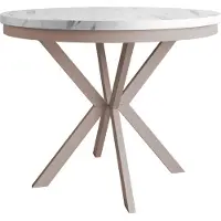 Mirjan 24 Tisch Edder 90, Esszimmer Tisch, Beine aus Stahl (Farbe: Cashmere / Bianco Marmor)