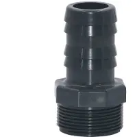 Haf 1x PVC Druckschlauchtülle mit 38mm x 1 1/2" | Schlauchtülle x Außengewinde | Schlauchverbinder aus grauem PVC-U | PN16 für Pool und Teich