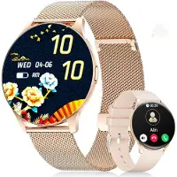 Lige Smartwatch Damen 1.43" HD AMOLED Display Telefonfunktion,Fitnessuhr,Sportuhr mit 120+ Sportmodi,Schlaftracking,Menstruationszyklus,Uhr für iOS/Android