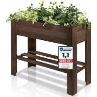 Patkar Hochbeet Holz [RÜCKENSCHONENDE HÖHE] - Premium Hochbeet Balkon oder Garten ( Europe) - Pflanzkasten Hochbeete-Kit - Kräuterbeet Balkon Hochbeet - Hochbeete für Garten Holz (1, Braun)