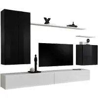 Meublorama AM-SWITCH 2-ZW SW 2*7C/99KG, 3 Regale, 5 Tür(en), Schwarz, Mitteldichte Faserplatte (MDF), 400 mm, 2700 mm