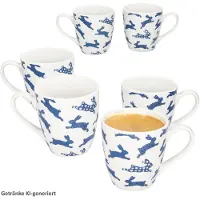 MamboCat 6er Set Jumbobecher Tom 400ml Ø10,1cm Porzellan Tasse Hasen blau Ostern Geschenk