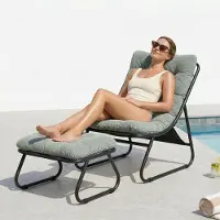 LVHOM Relaxsessel mit Hocker, Loungesessel Cordstoff für Wohnzimmer & Wintergarten, Moderner Lesesessel mit Metallgestell, Armlos, Hellgrün