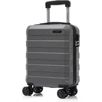 YONSLY Koffer Trolley Reisekoffer Suitcase, Rollkoffer Handgepäck ,mit 4 Rollen360°, Hartschalenreisekoffer, Zahlenschloss, Weicher Gummigriff(S, Grau)